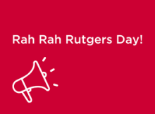 Megaphone and text that reads, "Rah Rah Rutgers Day!"